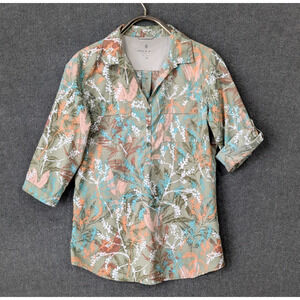 Royal Robbins Expedition Tunic Top Womens Medium Floral Lightweight Roll Tab